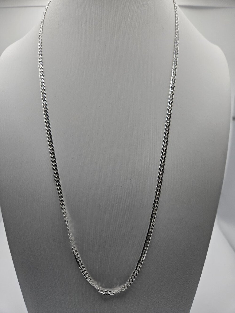 Classic 24" Curb Chain Necklace - Solid 925 Sterling Silver - Made in Italy